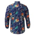 thumbnail image 4 of Yoodem Mens Shirts Men's T-shirts Men's Causal Long Sleeve Flower Printed Shirt Fit Slim Blouse Top Shirts for Men Navy L, 4 of 8