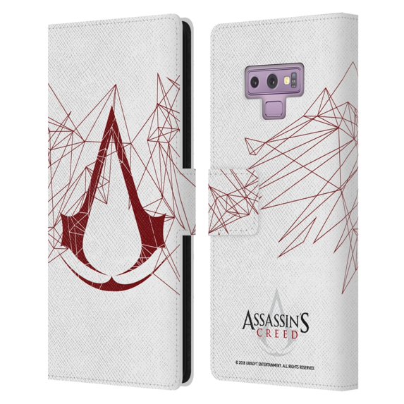 Head Case Designs Officially Licensed Assassin's Creed Logo Geometric Leather Book Wallet Case Cover Compatible with Samsung Galaxy Note9 / Note 9
