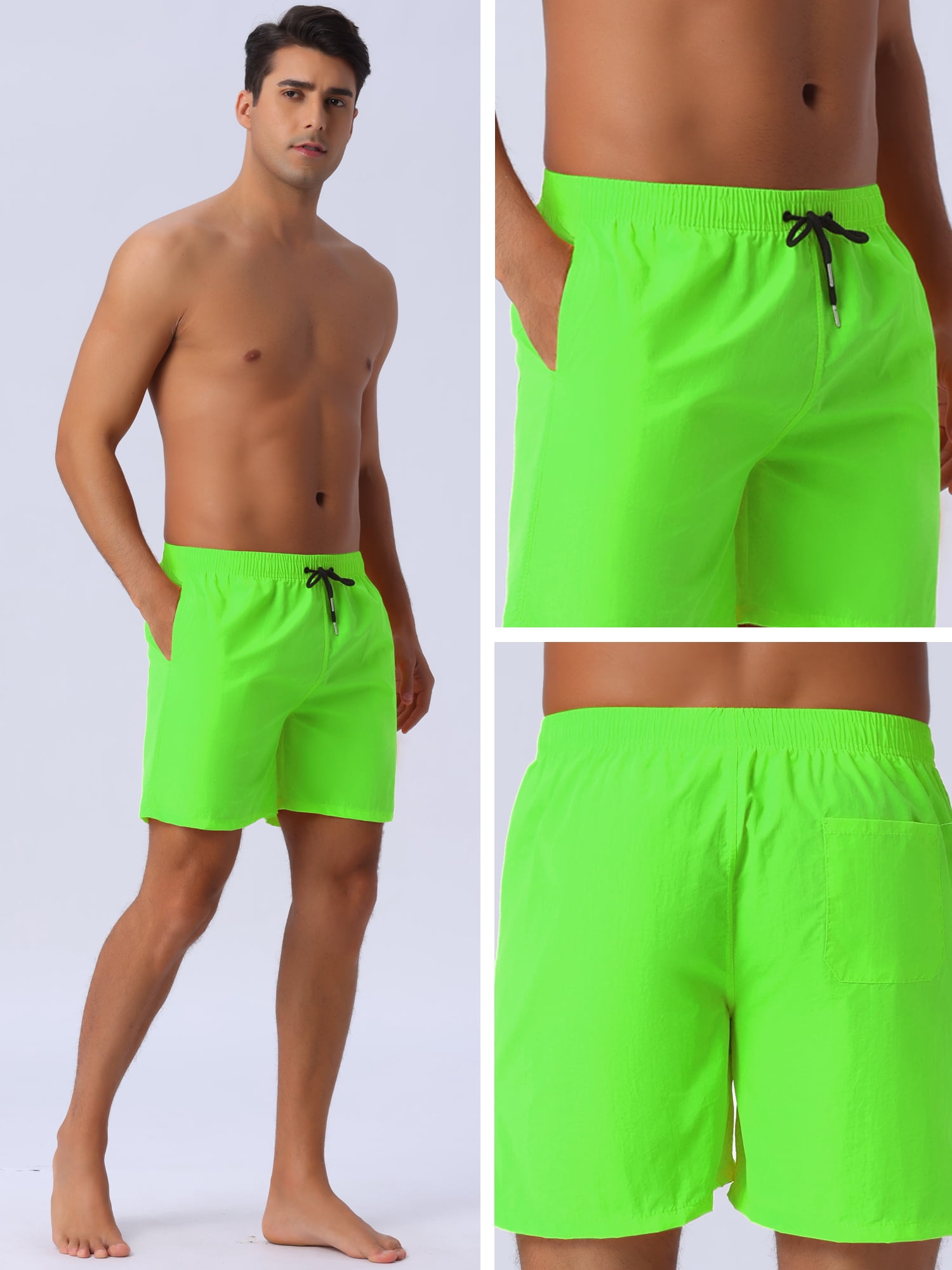 DARING DIVA Men's Elastic Waist Drawstring Surfing Board Shorts 36 Bright Green