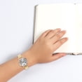 thumbnail image 2 of FELTECHELECTR Reloj de pulsera de cuarzo para mujer, de lujo, con correa de malla, creativo, dorado, 2 of 5