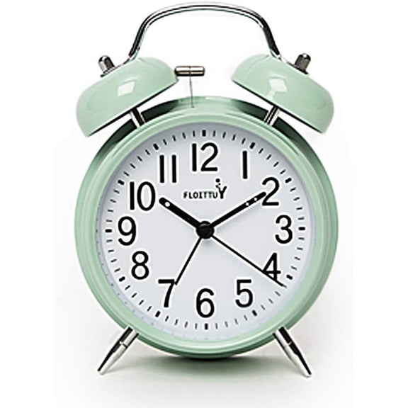 Loud Alarm for Deep Sleepers 4'' Twin Bell Clock with Backlight Bedroom and Home Decoration(Green)