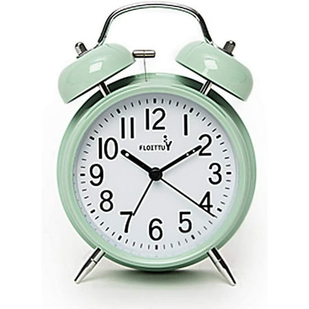 Loud Alarm for Deep Sleepers 4'' Twin Bell Clock with Backlight Bedroom and Home Decoration(Green)