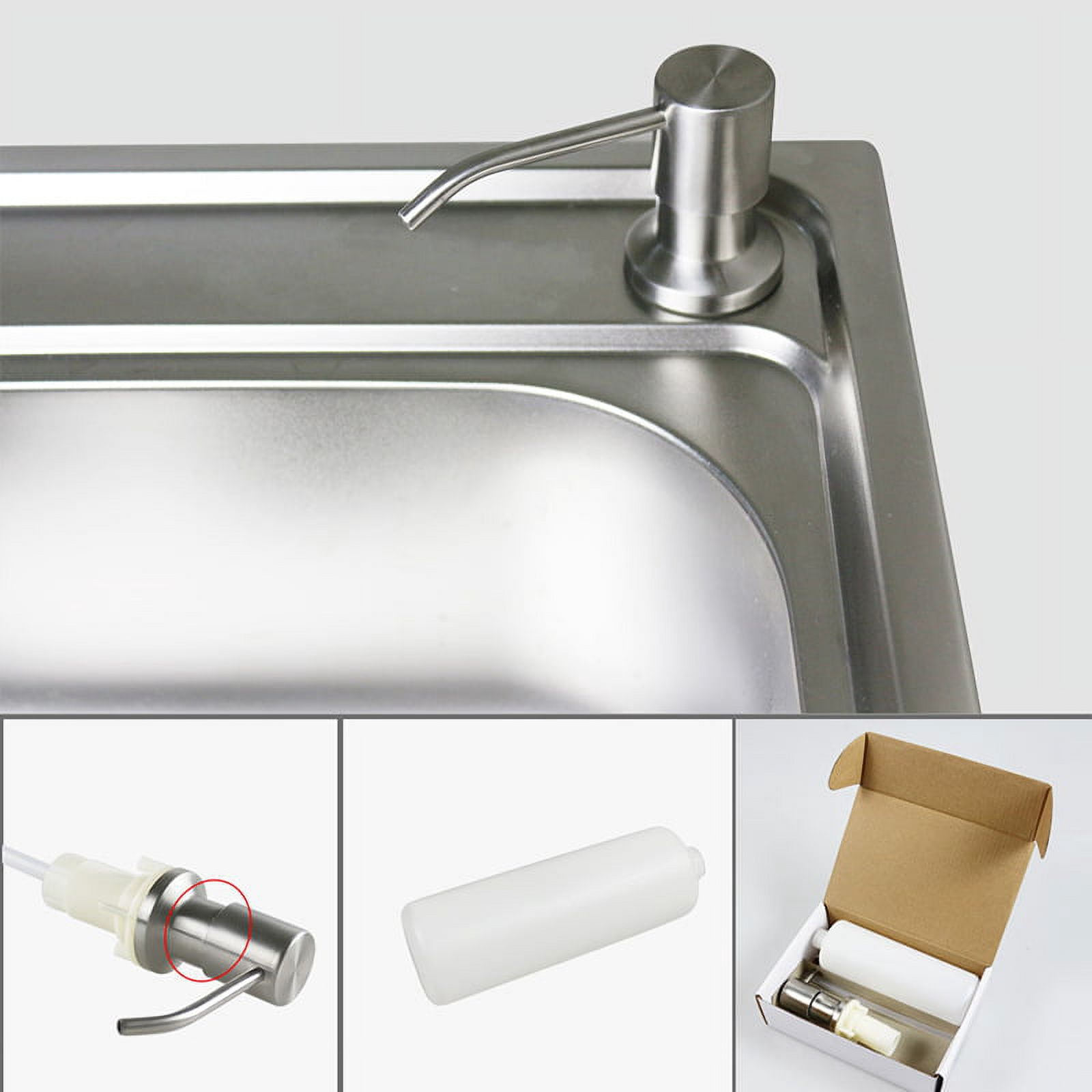 Brushed Nickel Finish Sink Soap Dispenser, Space Saver Stainless Steel, Corrosion Resistance for Easy Installation on Various Surfaces