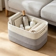 thumbnail image 4 of LiUMX Color Block Woven Storage Basket, Cotton Linen Fabric Rope Organizer with Soft Handles, Multicolor Decorative Bin for Toys, Books, Snacks, Laundry and Home Closet Storage, 4 of 6