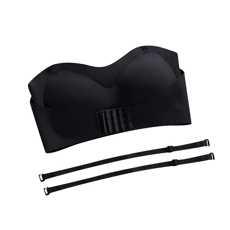 Qcmgmg Plus Size Strapless Bras Clearance Padded Bandeaus Solid Color  Tshirt Bra Wireless Tube Top Bras for Women 