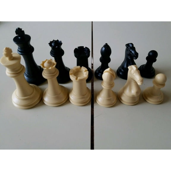Tournament Extra Large & Heavy 4" Luxury Deluxe Chess Pieces Set - Natural/Black
