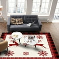 thumbnail image 2 of Christmas Reindeer Area Rug 4x6ft Snowflake Red Plaid Non-Slip Washable Square Rugs Soft Felt Indoor Floor Mat for Bedroom Kitchen Living Room Bathroom, 2 of 8