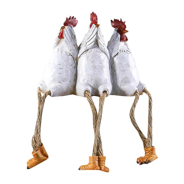 Toystoory Resina Pies colgantes Gallo Estatua Decoración Escultura decorativa de pollo Adorable Pies colgantes Estatuilla de gallo para dormitorio Artesanía No.1 Toystoory HA027943-01