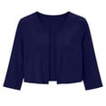 thumbnail image 3 of GZWYHT Women Summer Lightweight Cropped Cardigan 3/4 Sleeve Open Front Soft Knit Shrug Solid Bolero Breathable Casual Cover Up for Sleeveless Dresses Camisoles Blue M, 3 of 8