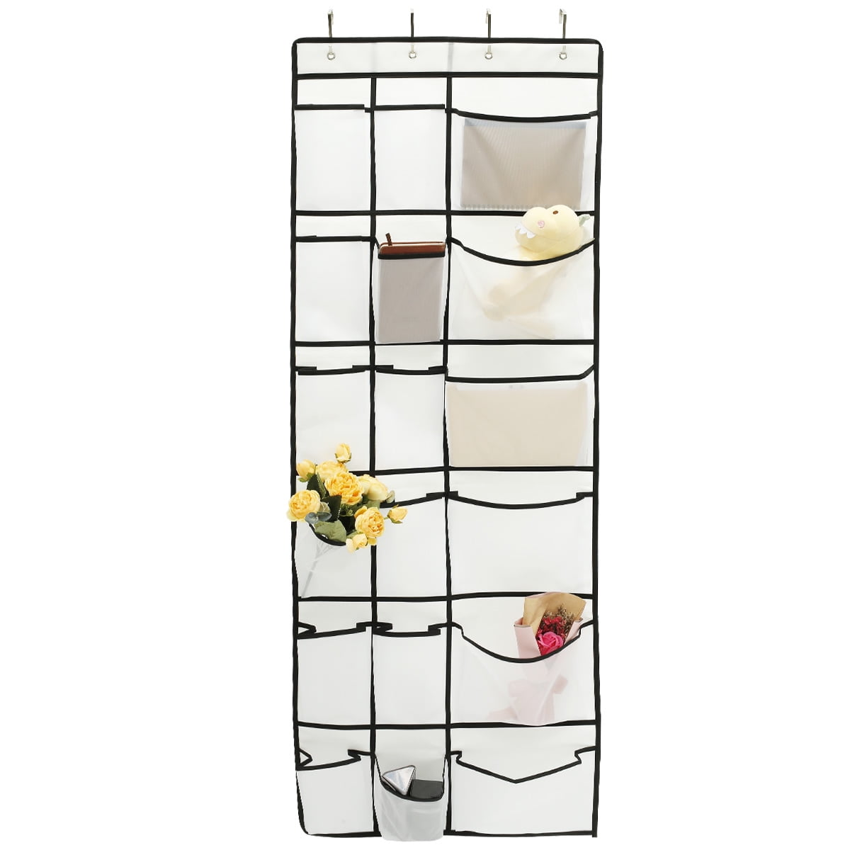 DANDELIONSKY Over Door Shoe Organizer with 18 Pockets and 4 Hooks