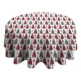 thumbnail image 4 of Red and Gray Christmas Tree Pattern Round Tablecloth 60"x60",Wrinkle Wipeable Table Cloth for Kitchen Dining Room Picnic Patio Party, 4 of 6