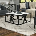 thumbnail image 6 of Evelyn&Zoe Jedrek 35'' Wide Square Coffee Table with Faux Marble Top, Blackened Bronze, 6 of 7
