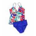 thumbnail image 2 of Swim Solutions Womens Tahiti Twist Brief 2 Piece Tankini, Blue, 8, 2 of 2