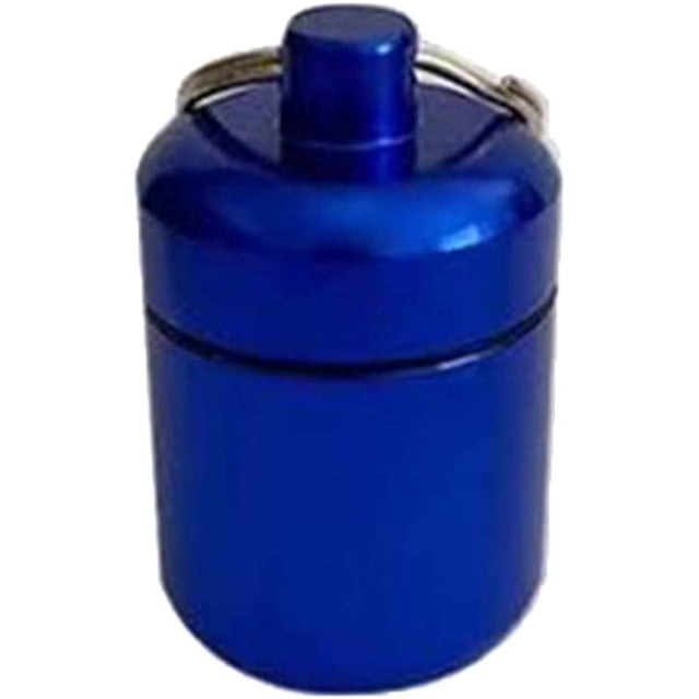Waterproof Aluminum Pill Box with Keychain Portable Earplug Storage Case Pill Bottle Container for Daily Outdoor Travel Earplugs Box Holder, Blue
