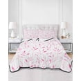 thumbnail image 3 of Pink Leaf Twin Size Down Alternative Comforter, Lightweight Comforter Quilt Bedding Set with Pillow Shams Modern Botanical Foliage Plant Country Flower All Seasons Bed Comforter Duvet Insert 68"x86", 3 of 7