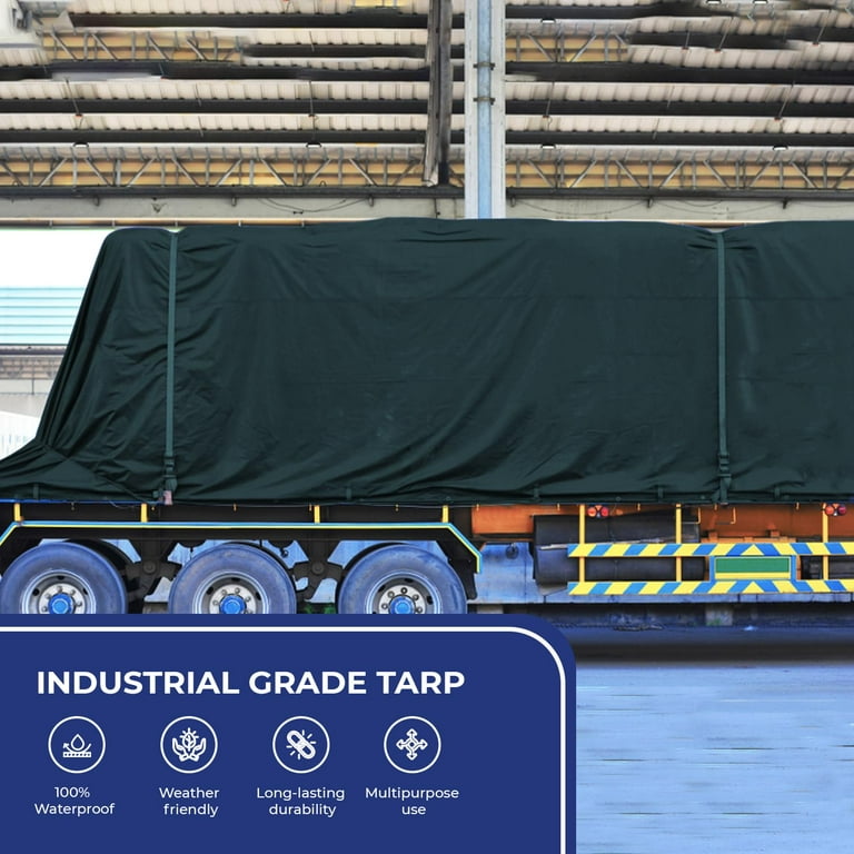 Tarps Now Heavy Duty Waterproof Vinyl Tarp with Grommets - 5 Tarps Now Heavy Duty Waterproof Vinyl Tarp with Grommets - 5