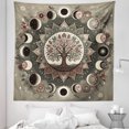 thumbnail image 2 of Ambesonne Moon Tapestry Queen Size, Cosmic Lunar Circle Life Tree, 88"x88", Sage Green Pale Chocolate, 2 of 3