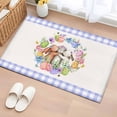 thumbnail image 2 of Rectangle Area Rug 2x3ft, Easter Eggs Three Rabbit Flower Leaves Non-Slip Non-Shedding Floor Mat, Retro Purple Plaid Washable Sturdy Carpet for Living Room Bedroom Home Decor, 2 of 9