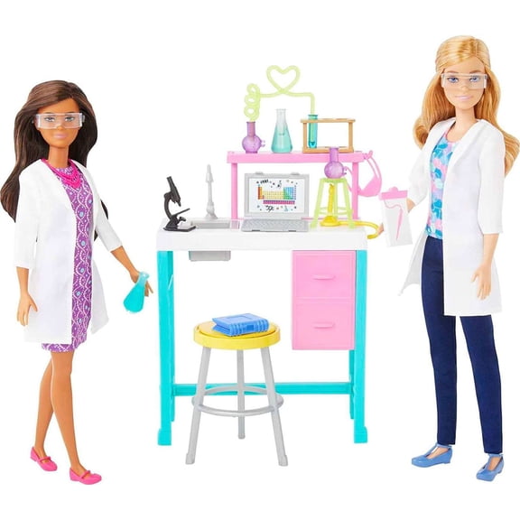 Barbie Science Lab Playset with 2 Dolls, Lab Bench and 10 Accessories (Exclusive)