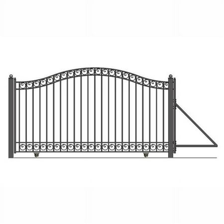 ALEKO DG14DUBSSLAC1500-UNB Dublin Style Iron Single Slide Driveway Gate with AC1500 Operator
