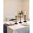thumbnail image 4 of Vintage Taper Candle Holders Set | Handmade 3-Piece Candlestick Decor for Table Centerpiece, Farmhouse Kitchen & Party Lighting (Black), 4 of 12