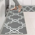 thumbnail image 2 of Kitchen Rugs Sets Of 2,Gray Geometric Quatrefoil Pattern Anti Fatigue Kitchen Mat Rugs Non Slip Washable,Decorative Kitchen Floor Mats for Kitchen,Sink,Laundry,17"X47", 2 of 5