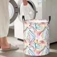 thumbnail image 4 of Picia Abstract Marble Texture Large Laundry Basket, Waterproof, Freestanding Laundry Hamper, Collapsible Tall Clothes Hamper with Extended Handles-Medium, 4 of 8