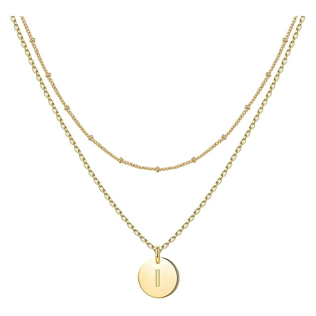 Corazón de la moda de las mujeres Letra Collar Cadena 26 Circular Doble Capa Cuello