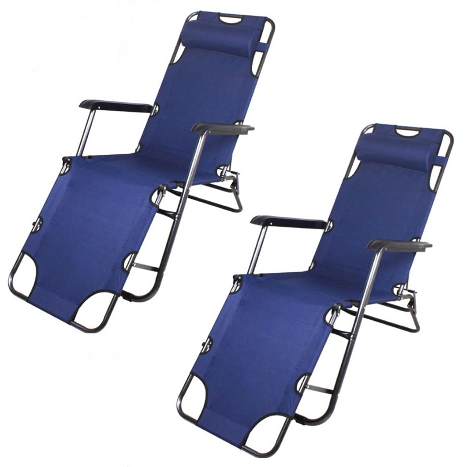 Folding Beach Lounge, 2 Pack Sun Patio Chaise Reclining Lounge Chair