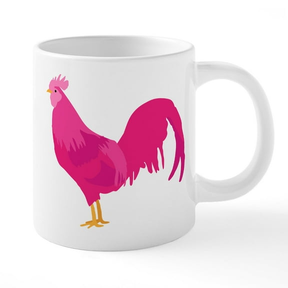 CafePress - Pink Rooster - 20 Oz White Ceramic Mega Mug