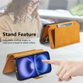 thumbnail image 5 of Compatible with Magsafe, Magnetic 2 in 1 Detachable Wallet Case for iPhone 16 Plus, with Credit Card Slots Men Women, PU Leather RFID Blocking Flip Kickstand with Finger Ring, Yellow, 5 of 11