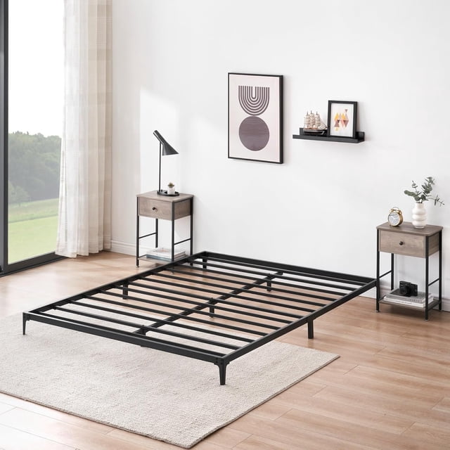 Gaomon 6 - pulgada low tamaño completo marco de cama - heavy - duty metal mattress foundation platform. sturdy steel slat, no necesita colchón base. easy to assemble y noise - free