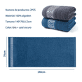 thumbnail image 2 of 2pc Toallas Algodon 100% Toalla Baño 70*140cm Toallas Grande Xtellar Azul Oscuro Y Gris, 2 of 3
