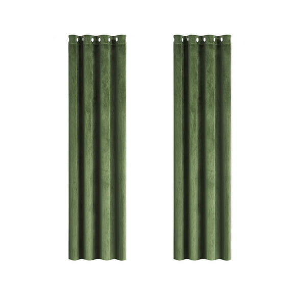 Maplenight Blackout Curtains Panels Set of 2 63 Inch Long for Bedroom and Living Room Velvet Thermal Insulated Darkening Noise Reducing Window Treatments Grommet Curtains Room Decor Green