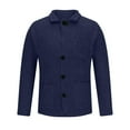 thumbnail image 3 of Lovskoo Mens Cardigan Sweater Jacket Pullover Knit Stand Collar Elastic Solid Color Half Sweater Tops Dark Blue, 3 of 5