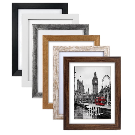 6-pack 6x8 Matted to 5x7 Gallery Wall Picture Frame, Decorative Frames for Wall and Tabletop Display in 6 Different Color