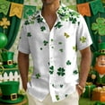 thumbnail image 2 of oelaio Men's St Patricks Day Hawaiian Shirts Summer Casual Short Sleeve Button Down Shirt Tropical Beach Shirts Cruise Vacation Shirts Multicolor L, 2 of 8