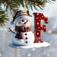thumbnail image 5 of BingTong Personalized Snowman Ornament Personalized A-Z Letter Ornament Flat Inital Letter Snowman Christmas Ornament For Xmas Tree Decor Gifts For Family Kids Friends F Red, 5 of 6