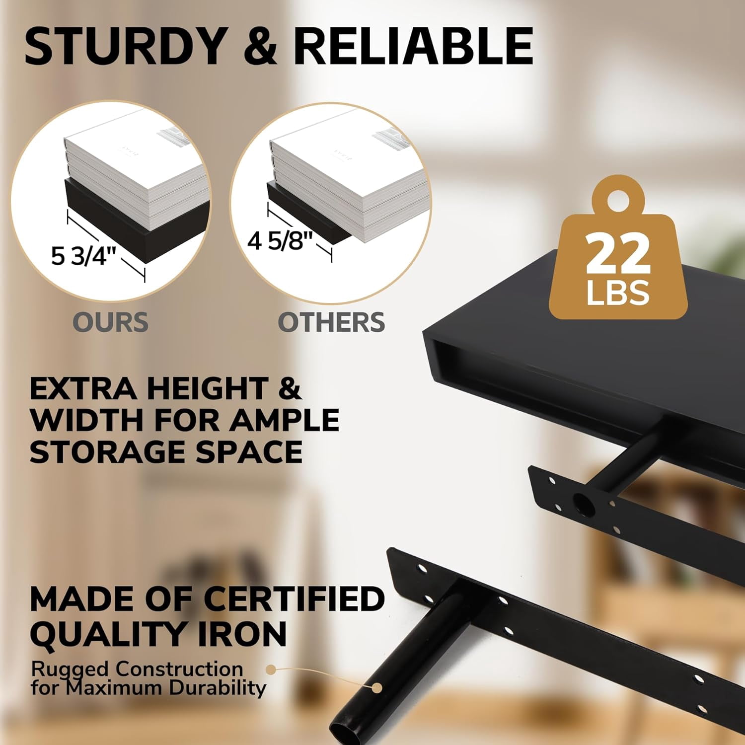 Floating Shelves Wall Mounted Wooden Shelves with Invisible  Set of 2, Hanging Wall Decor for Bedroom, Bathroom, Living Room and Kitchen