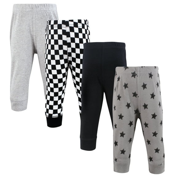Hudson Baby Cotton Pants and Leggings, Black Gray Stars, Preemie