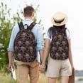thumbnail image 4 of Disketp Skull and Red Roses print Canvas Backpack Lightweight Travel Daypack Student Rucksack Laptop Backpack-Medium, 4 of 5