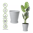 thumbnail image 3 of 2 Macetas Grande Moderna Minimalista Interior Exterior Plato BLANCO, 3 of 4