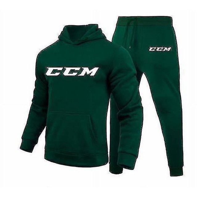 Ccm Men's And Women's Printed Warm Two-piece Loose Hoodie + Pants Jogging Set