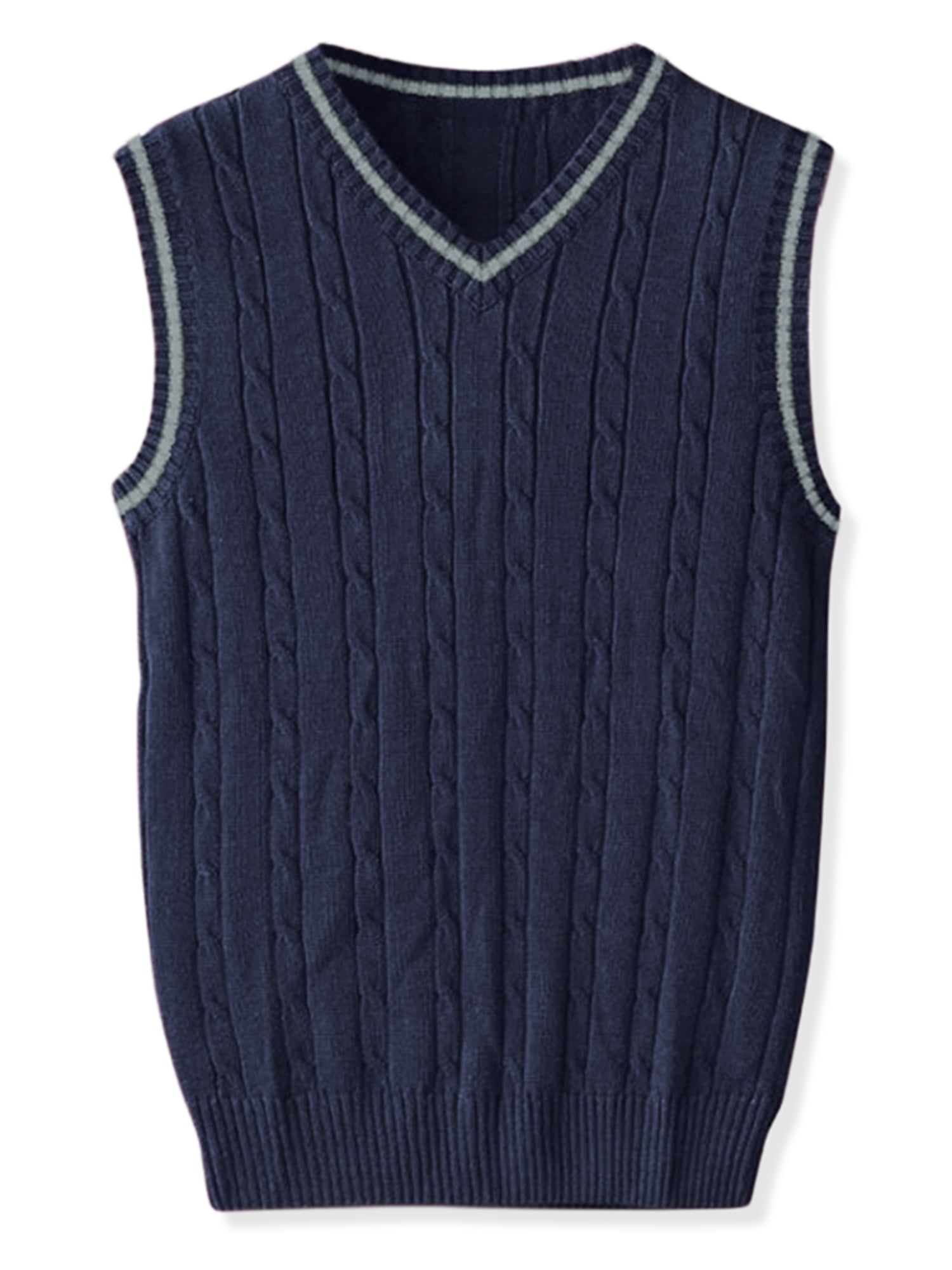 Unique Bargains Men's Classic Knitted Sleeveless V-Neck Pullover Sweater Vest L Navy Blue