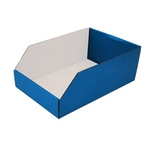 Ucanpack Cardboard Storage Bins 50 Pcs Pack, Blue Corrugated Card Board Box 6x12x4½", Corrugated Organizer Bins, Open Top Pantry Storage Case, Shelf Boxes