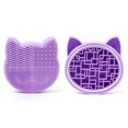thumbnail image 2 of 2 in 1 Makeup Brush Cleaning Mat with Brush Drying Holder, Silicone Cat Shaped Brush Cleaner Pad include Cosmetic Brush Organizer Rack, Portable Washing Tool for Makeup, 2 of 9