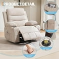 thumbnail image 5 of Recliner Chair with Massage and Heat, 360° Swivel Oversized Recliner Single Sofa Seat, Adult Rocking Chair Reclining Sofa with Cup Holder and Pockets for Living Room, 5 of 7