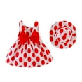 thumbnail image 1 of B91xZ Filles Manches Courtes Robe Extensible Sans Manches Enfants Bambin Petite Grande Fille Robes Décontractées Imprimées, Rouge 2-3 Ans, 1 of 4
