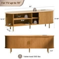 thumbnail image 2 of Mid Century Modern TV Stand with Power Outlet for TVs up to 70 Inch, Entertainment Center with Storage and Adjustable Shelves, Media Console with Sliding Doors for Living Room Bedroom (Yellow Walnut), 2 of 7