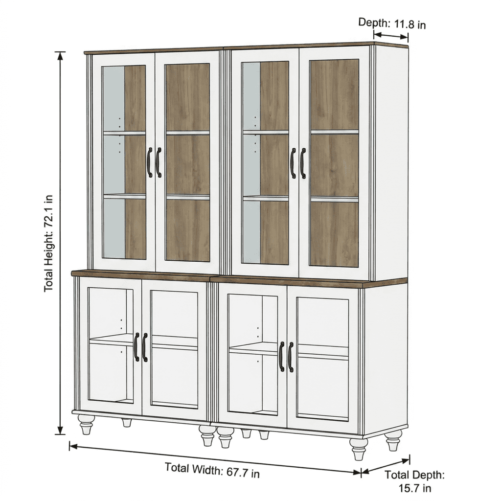 White 5-Tier Bookcase with Glass Doors and Adjustable Shelf, Large Library Wooden Bookshelves for Living Room, Office, Kitchen
